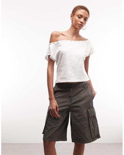 Weekday Bermuda Cargoshort in het Natural