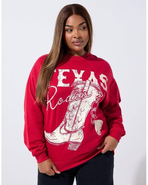Yours Clothing Red Texas Graphic Sweatshirt