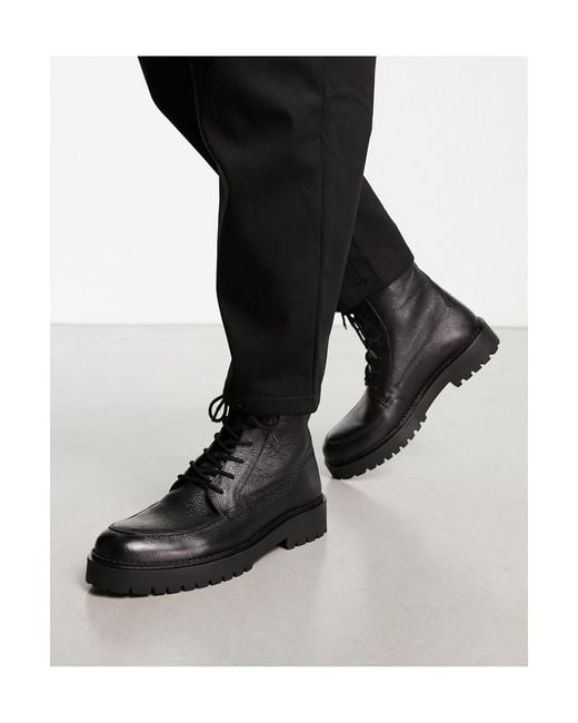 Schuh Black Draco Chunky Lace Up Boots for men