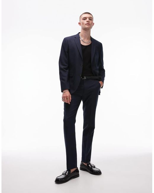 Pantalones Pitillo De Traje De Topman de hombre de color Blue