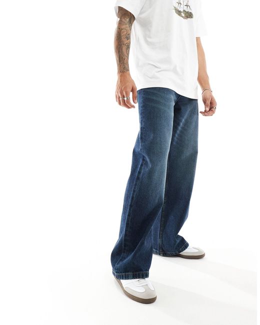 ASOS Blue Super Wide Leg Jeans for men