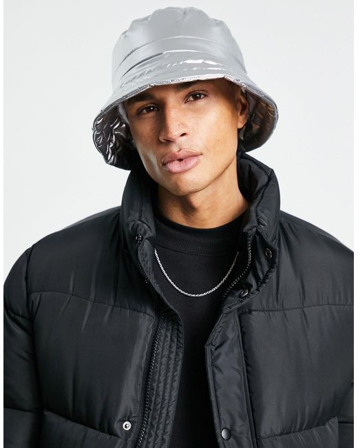 ASOS Y2k Bucket Hat With Padded Design in Silver (Metallic) for Men Lyst