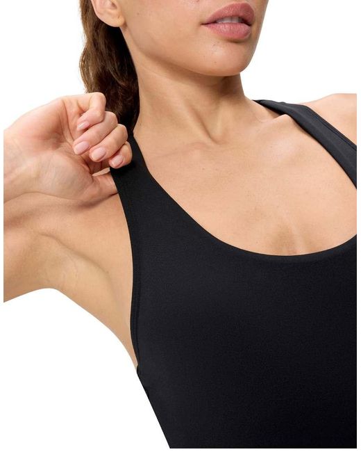 Speedo Black Solid Scoop Neck Swimsuit