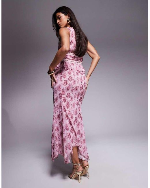 Princess Polly Chiffon Maxirok Met Asymmetrische Zoom in het Purple