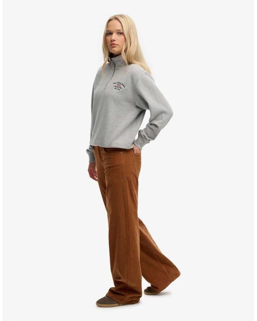 Superdry White Mid Waist Baggy Mini Cord Pants