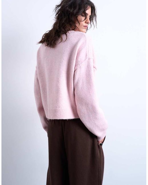 TOPSHOP White Knitted Exposed Seam Relaxed Cardigan