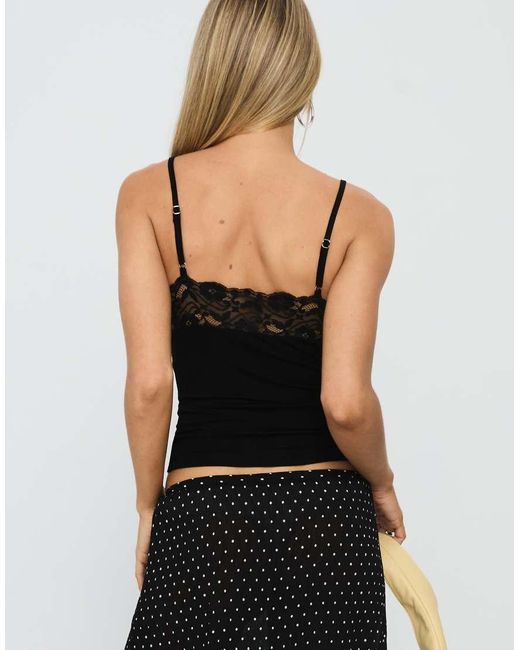 Princess Polly Black Rhiara Jersey All Over Lace Detail Cami Top
