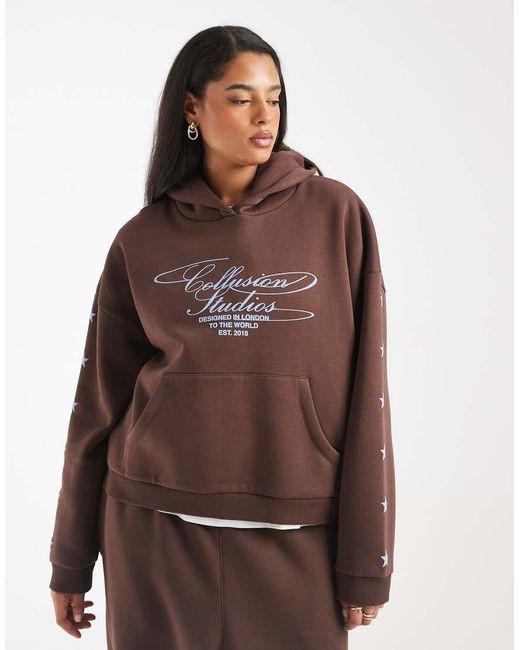 Collusion Brown Plus Star Logo Hoodie