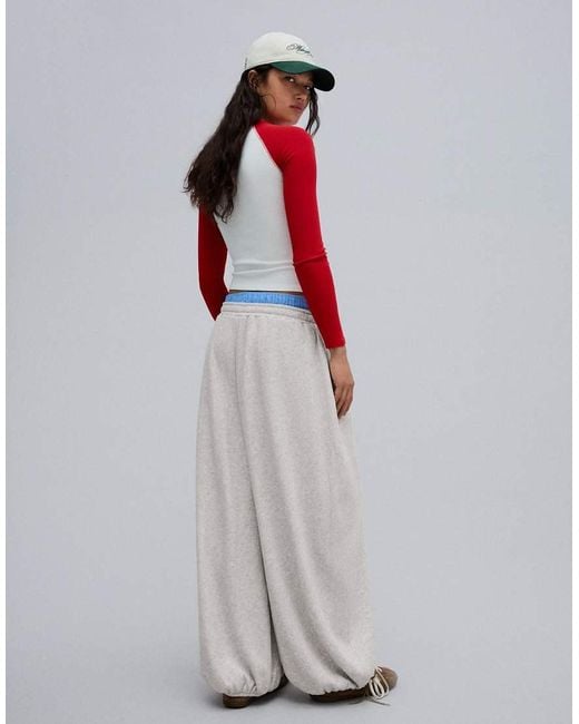 Bershka Gray Balloon Fit Plush Trousers