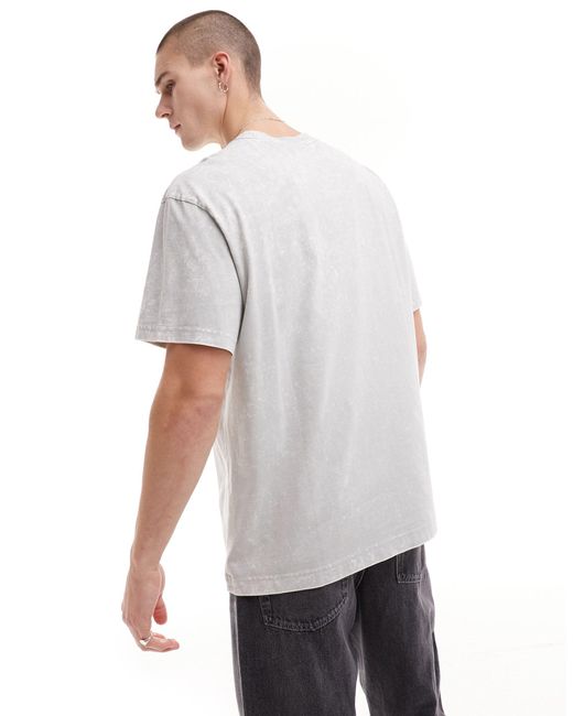 Camiseta extragrande con lavado ácido y estampado gráfico Weekday de hombre de color White