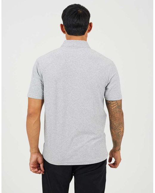 Brave Soul Gray Cotton Polo Top With Quarter Zip for men