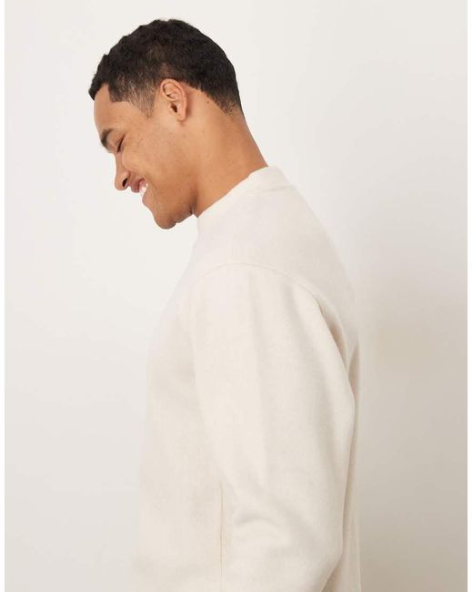 Mango White Compact Knit Mock Neck Jumper for men