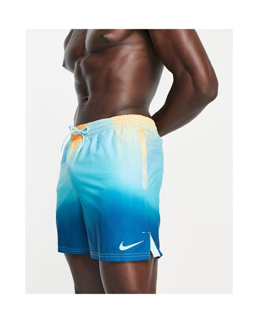 Nike Blue Explore 5 Inch Tie Dye Swim Shorts for men