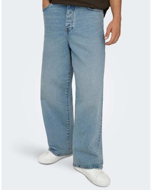 Only & Sons Blue Wide-Fit Jeans for men