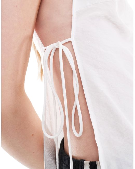 Weekday White Cintia Boat Neck Top With Side Tie Detail