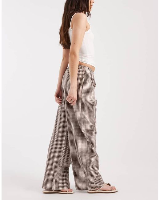 Gap Brown Checked Pull On Linen Mix Trouser