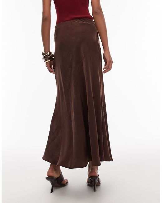 ASOS Red Satin Fishtail Maxi Skirt