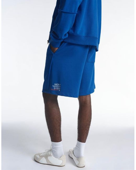Pull&Bear Blue Yacht Club Bermuda Sweat Shorts for men