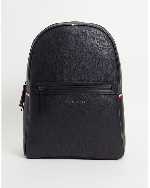 Tommy Hilfiger Black Faux Leather Backpack With Logo for men