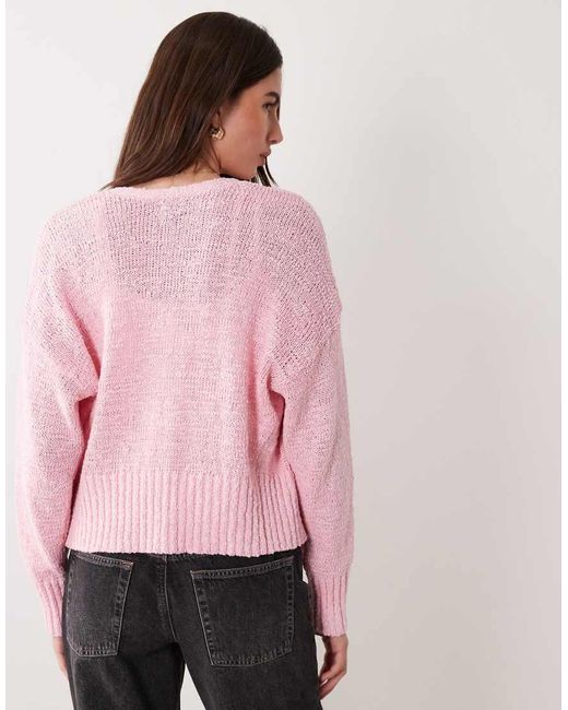 ASOS Pink Slub Edge To Edge Cardigan