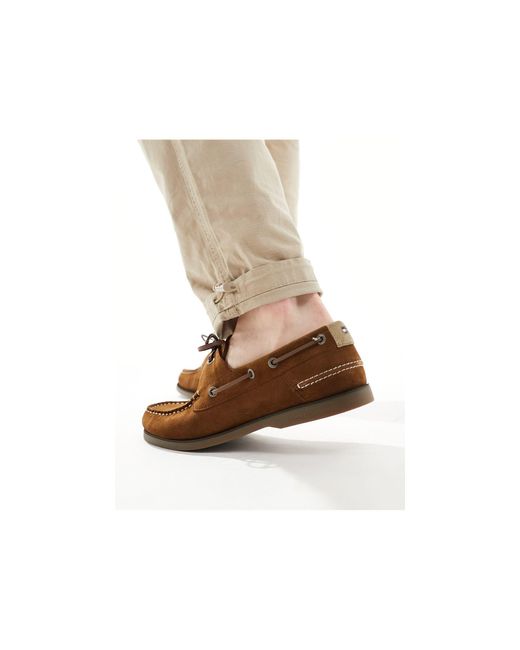Tommy Hilfiger Brown Core Suede Boat Shoes for men
