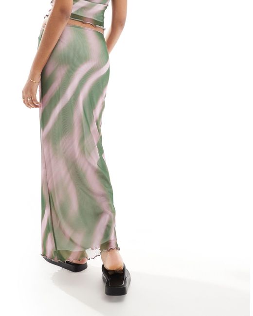 Falda larga verde con diseño degradado ASOS de color Multicolor