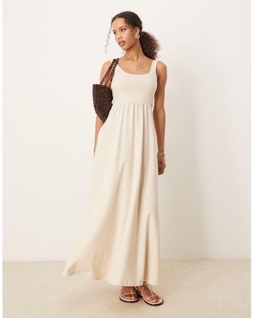 ASOS Natural Square Neck Micro Bust Maxi Dress