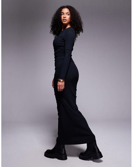 ASOS Blue – gerafftes und geripptes midikleid