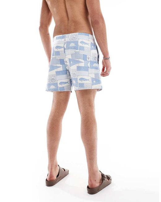 Hollister Blue Printed Seaclub Collage Swimwear Shorts for men