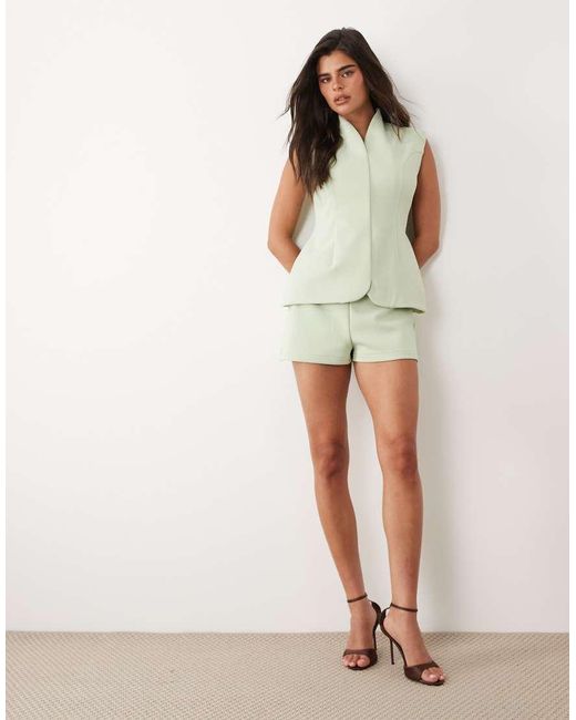 ASOS Green Bonded Crepe Shorts Co-ord