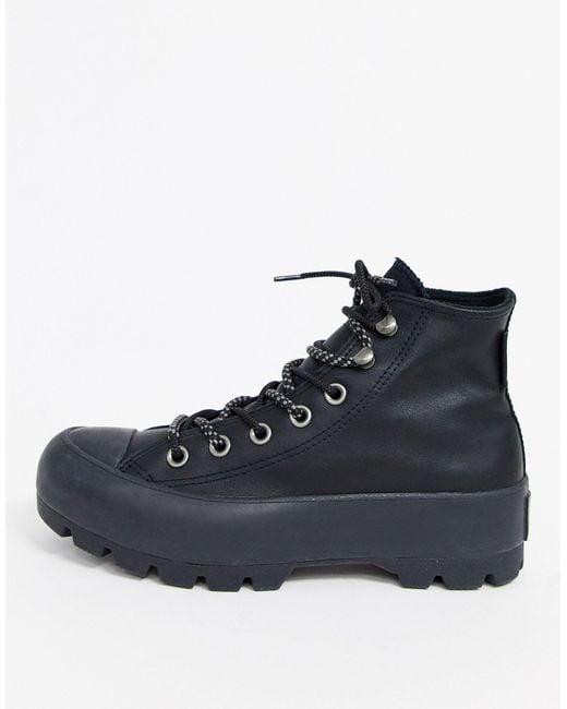 Chuck Taylor - Bottines style randonnée en cuir et Goretex avec semelle  chunky Converse en coloris Noir | Lyst