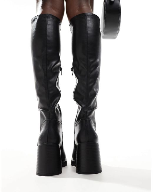 Schuh Black Danielle Block Heeled Knee Boots