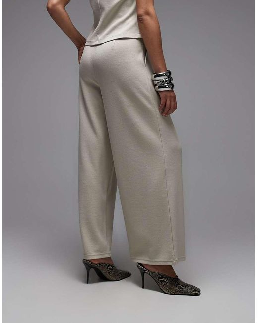 ASOS Gray Jersey Twill Pleated Wide Leg Pants