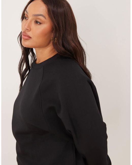 ASOS Black Asos Design Curve Oversized Brushback Sweatshirt With Raglan Detail