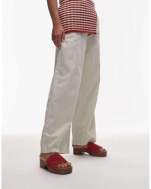 TOPSHOP Red Hamilton Suede Clogs With Studs