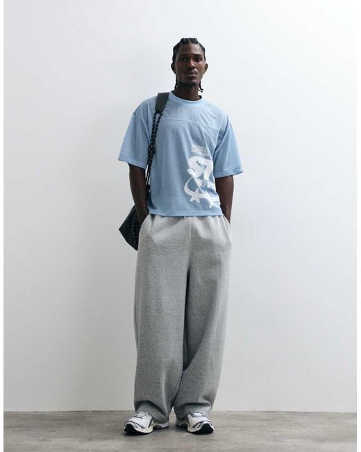 ASOS Blue Boxy Oversized T-shirt With Large Street Graphic for men