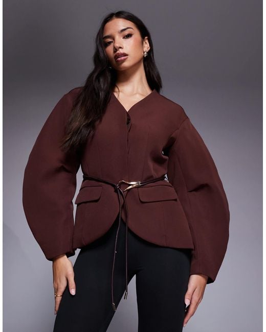 River Island Purple Cocoon Sleeve Tailored Blazer