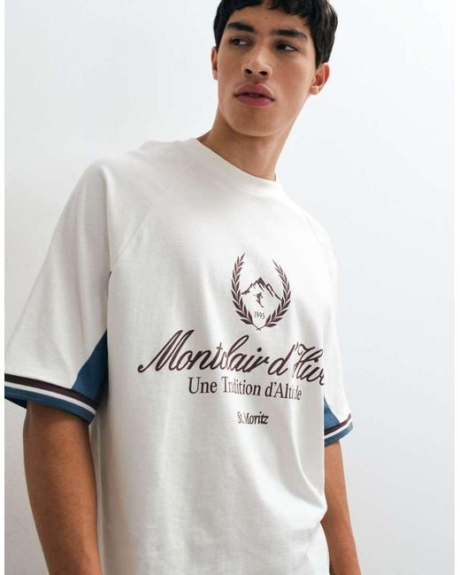 ASOS White Oversized Cut And Sew T-shirt With Football Placement for men