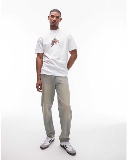 Topman White Extreme Oversized Fit T-shirt With Bacchus And Ariadne Print for men