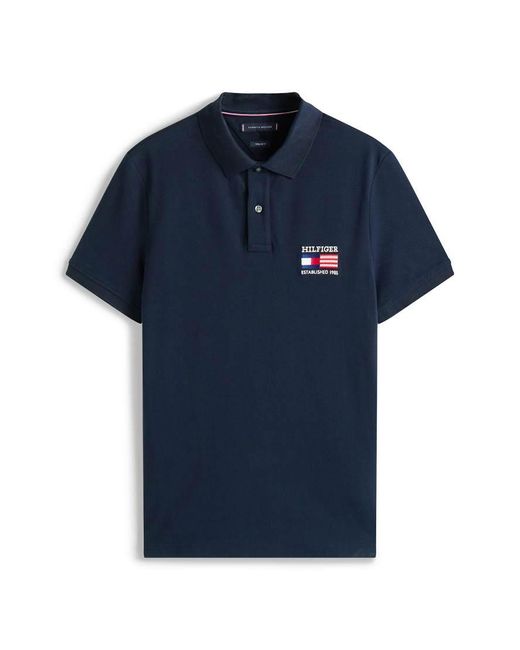 Tommy Hilfiger Polo Met Regular Pasvorm En Vlaglogo in het Blue voor heren