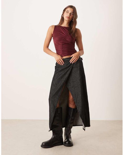 ASOS Red Jersey Ruched Detail Tank Top In Burgundy
