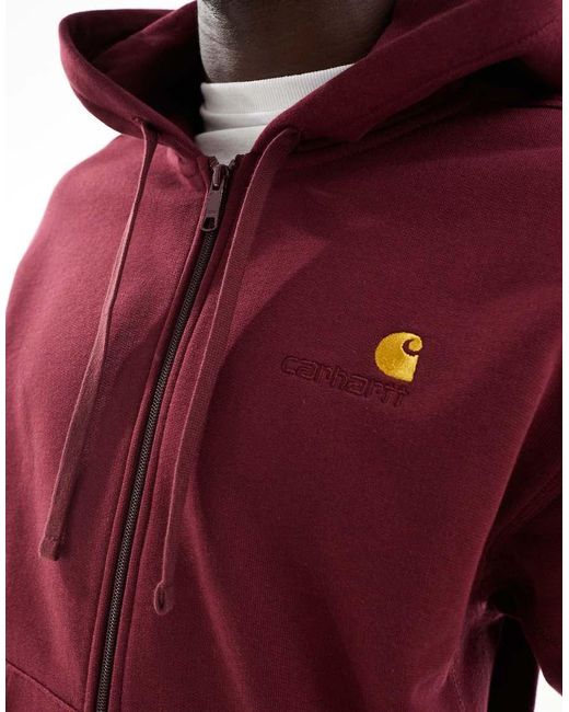 Carhartt Red American Script Zip Hoodie for men