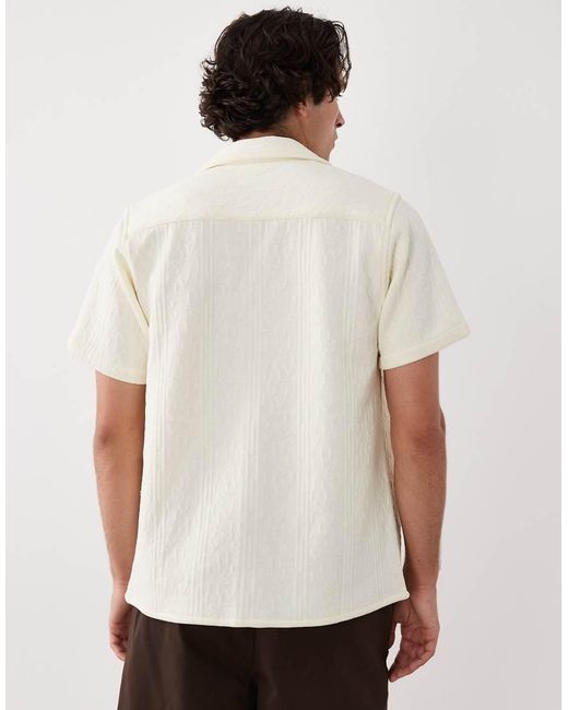 South Beach Black Embossed Beach Shirt for men