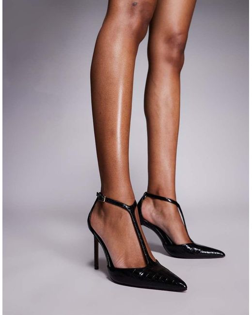 ASOS Black Wide Fit Prime T Bar High Heeled Shoes