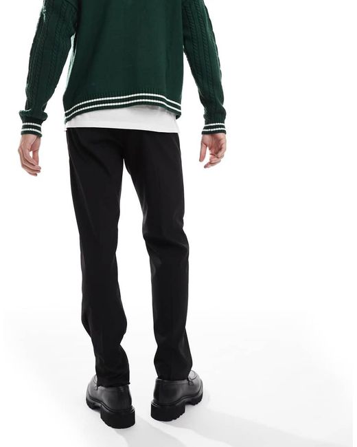 Jack & Jones Black Drawstring Smart Tapered Loose Trousers for men