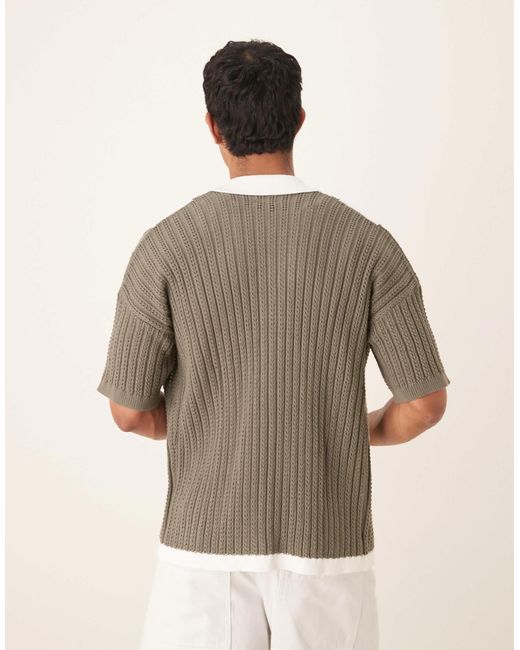 ASOS – gestricktes relaxed-fit-polohemd in Natural für Herren