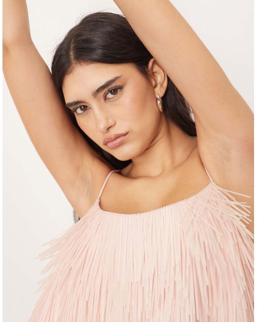 ARRANGE Pink Shard Sequin Layered Trapeze Cami Maxi Dress