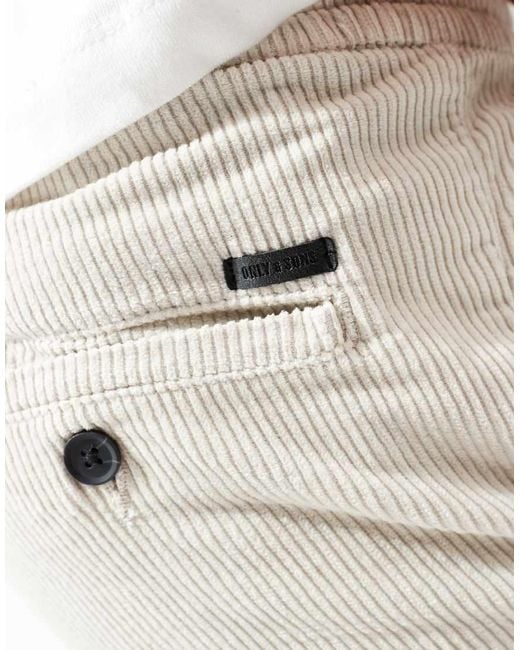 Only & Sons White Tapered Cord Trouser for men