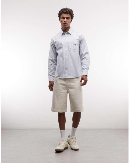 Huf Gray Classic Arch Long Sleeve Oxford Shirt for men