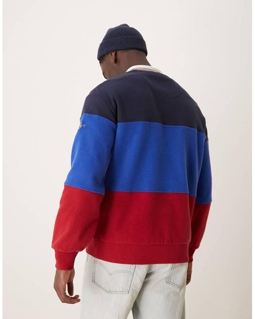 Sudadera Azul Y Roja Con Diseño Color Block Y Logo De Gant de hombre de color Blue